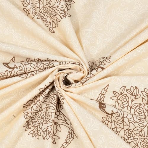 Image of Living Roots Ethnic Jaipur Block Print Double Cotton Bedsheet & 2 Pillow Covers, for Mattress Upto 6 inches Thick, No Colour Bleeding, Earth Brown Colour, King Size 90 * 108 inches, 120TC (605-B)