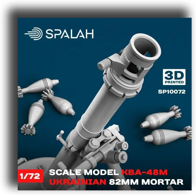 SPALAH 10072 1/72 Dummy 3D Printed/Resin Scale Model Ukrainian Mortar Caliber 82-mm. KBA-48M