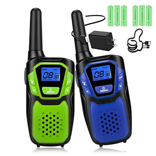 Walkie Talkies for Adult, Rechargeable Long Range Walky Talky Handheld Two Way Radio with NOAA Weather Channel, 6x1000MAH AA Batteries and USB Charger Included (Blue and Green 2 Pack)