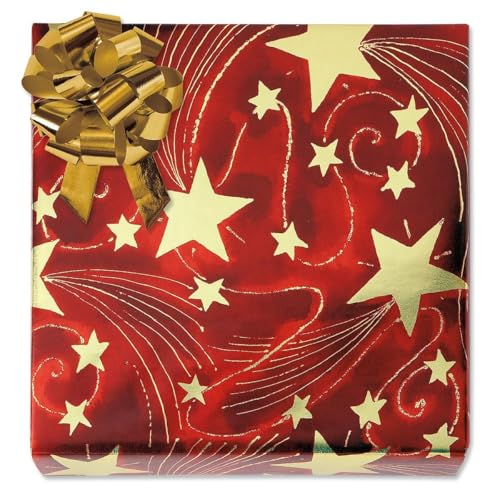 Current Golden Starlight Foil Rolled Wrapping Paper - Premium Jumbo 23-Inch x 20-Foot Christmas Gift Wrap Roll, 38 Square Feet Total
