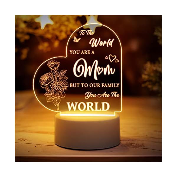 Christmas Gifts for Mum – Mum Presents Engraved Night Light, Mummy Gifts Night Lamp with Touching Words, Idea Mum Christmas Gifts from Daughter Son