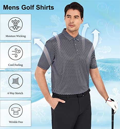 WARHORSEE Golf Polo Shirts for Men Short Sleeve Wrinkle Free 4 Way Stretch Moisture Wicking Performance Collared Tshirts3