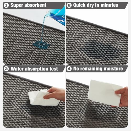 Tyuu Bathroom Rugs Non Slip Washable Bath Rugs Super Absorbent Chenille Bathroom Rug For Bathroom Thin Bath Mats For Bathroom Mat Quick Dry Bath Mat Low Pile Bathroom Rug thumb #5