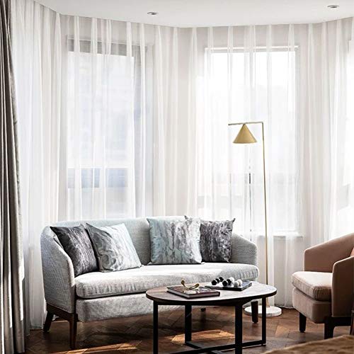 ZXCC - Cortina semitransparente para dormitorio, casa decorativa, elegante, opaca con drapeadas, para evitar visillos directos, ventanas, para salón, cocina, niñas, colgar (300 x 270 cm) Cover