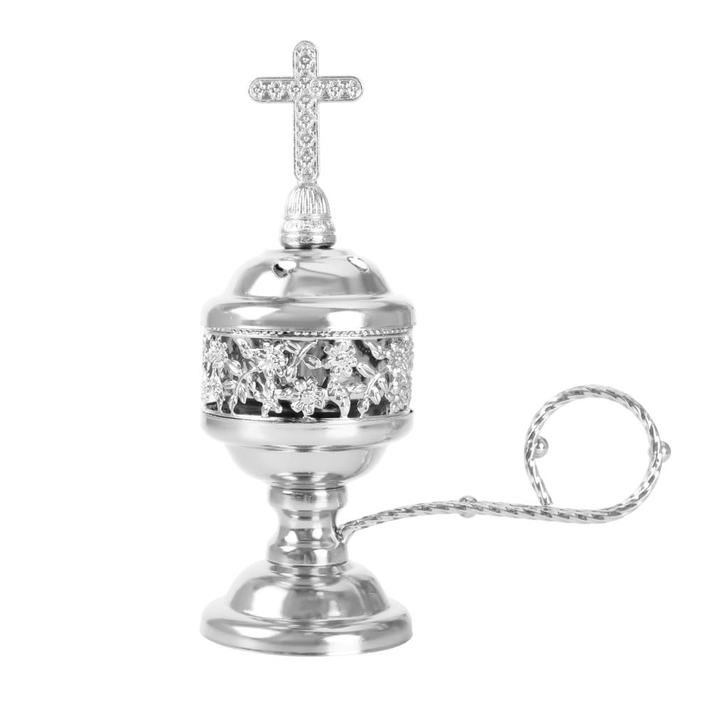 Incense Burner, Metal Aroma Burner Stand Frankincense Charcoal Incense Holder Home Decoration for Aromatherapy, Yoga and Spa, Home and Christian Church Censer