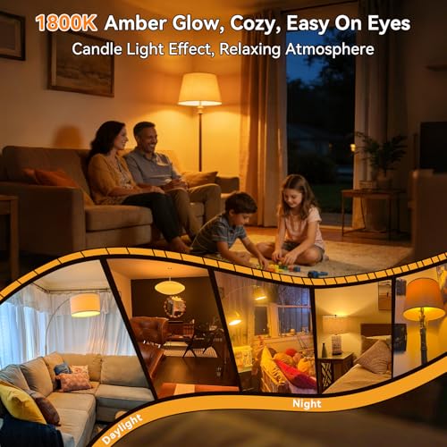 Image of Neporal A15 Amber LED Light Bulb 1800K, True Blue Light Blocking Sleep Aid Bulb for Bedroom Nursery, 7W Replacement for 40W, Soft Warm Glow to Protect Melatonin, E26 Base (2, Amber)