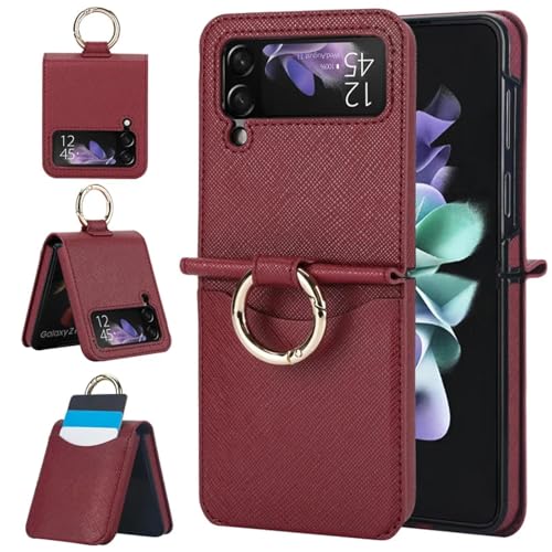 Coque antichoc Galaxy Z Flip3 motif croisé luxe et anneau intégré