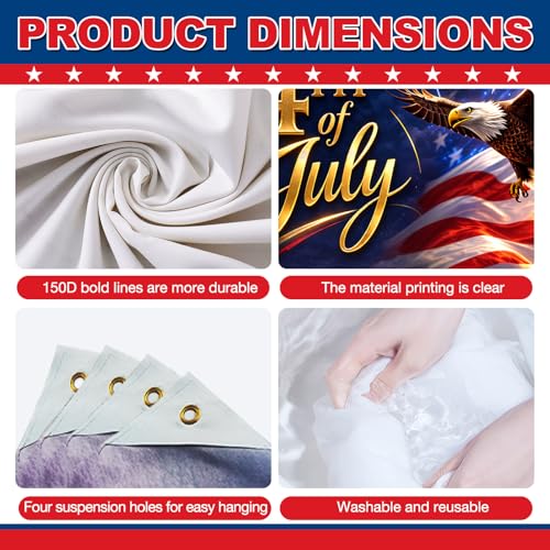 Image of BlissYard Fourth of July Decorations Backdrop Independence Day Patriotic Holiday Party Banner 8x6ft USA Celebration Decor Liberty Eagle Fireworks Patriotic Event Decoration Veterans Day Memorial Day