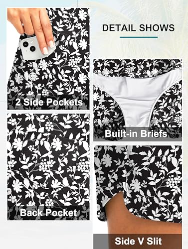 Image of G Gradual Women's 3 inch /5'' High Waisted Swim Board Shorts with Pockets Liner Quick Dry Swimsuit Bottoms Bathing Suit for Women
