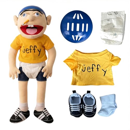 Puniama Jeffy Hand Puppet 60cm Talking Plush Puppet with Movable Mouth Interactive Funny Hand Puppets for Kids Role Play Storytelling Toy Birthday