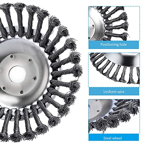 HAUSPROFI 8'' Grass Trimmer Cutter Head for Garden Lawn Mower, Strimmer Wire Brush Head with Knotted Wire, Universal Solid Steel Wire Wheel for Brush Cutter Attachment Replacement 3 HAUSPROFI 8'' Grass Trimmer Cutter Head for Garden Lawn Mower, Strimmer Wire Brush Head with Knotted Wire, Universal Solid Steel Wire Wheel for Brush Cutter Attachment Replacement - Image 3