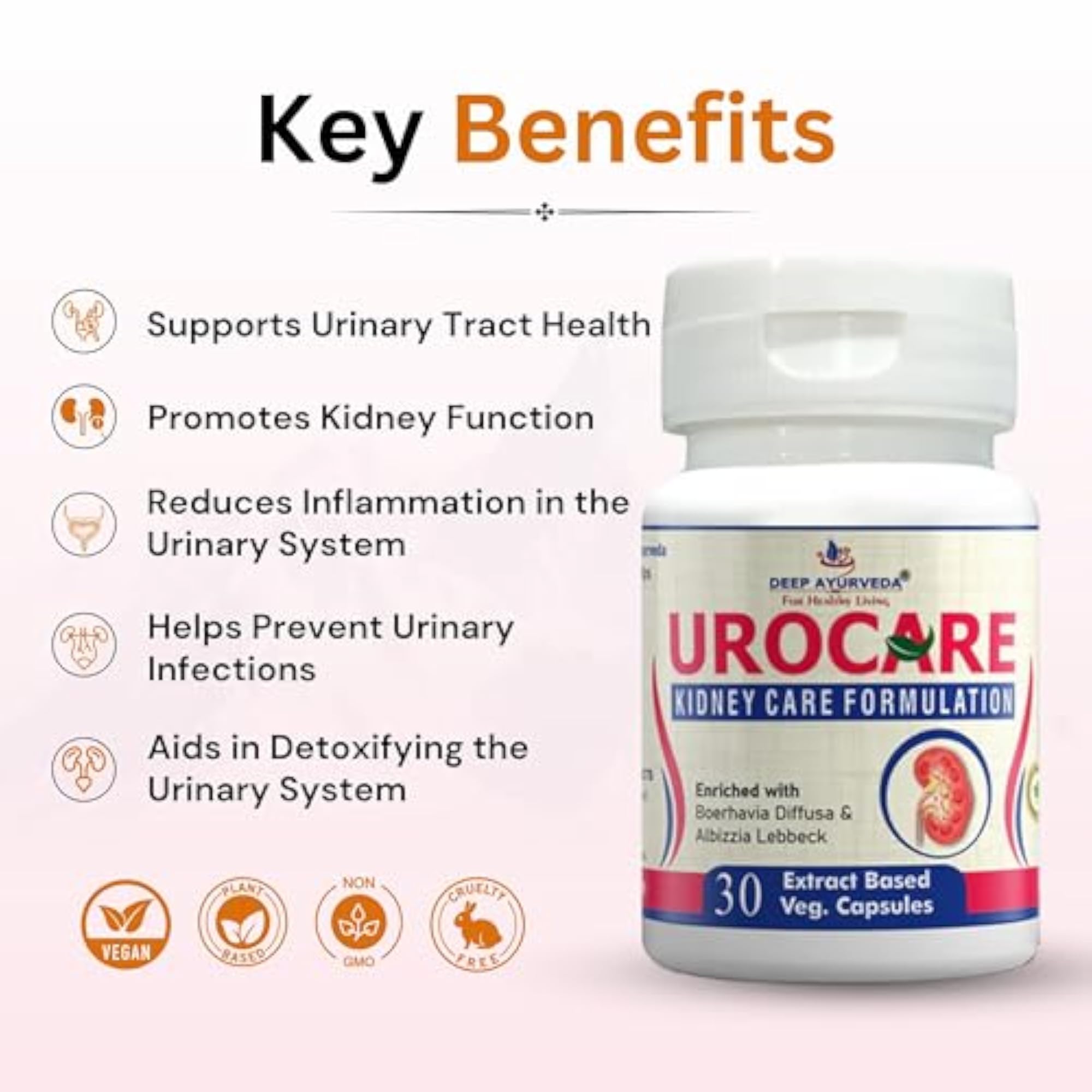 Urocare Vegan Capsules, Natural Health Support
