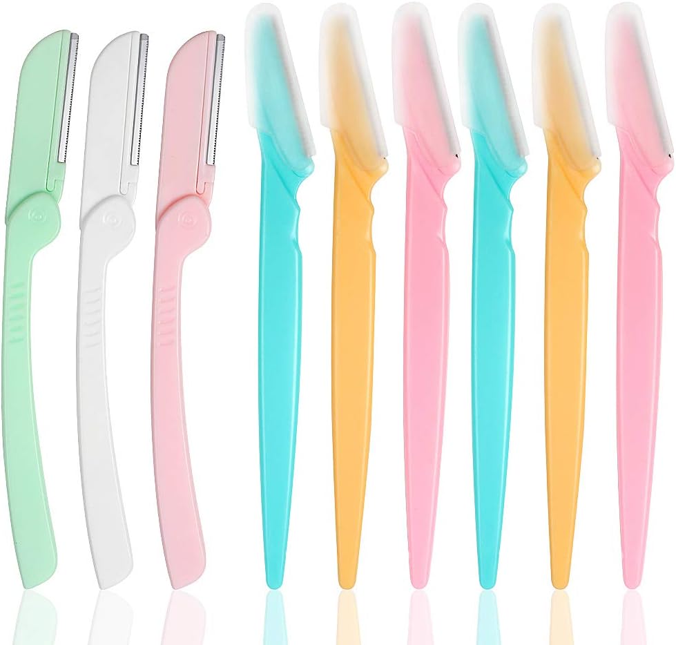 9 Packs Eyebrow Razors Facial Hair Remover for Women and Men -6 Unfoldable Eyebrow Shapers and 3 Foldable Eyebrow Shavers