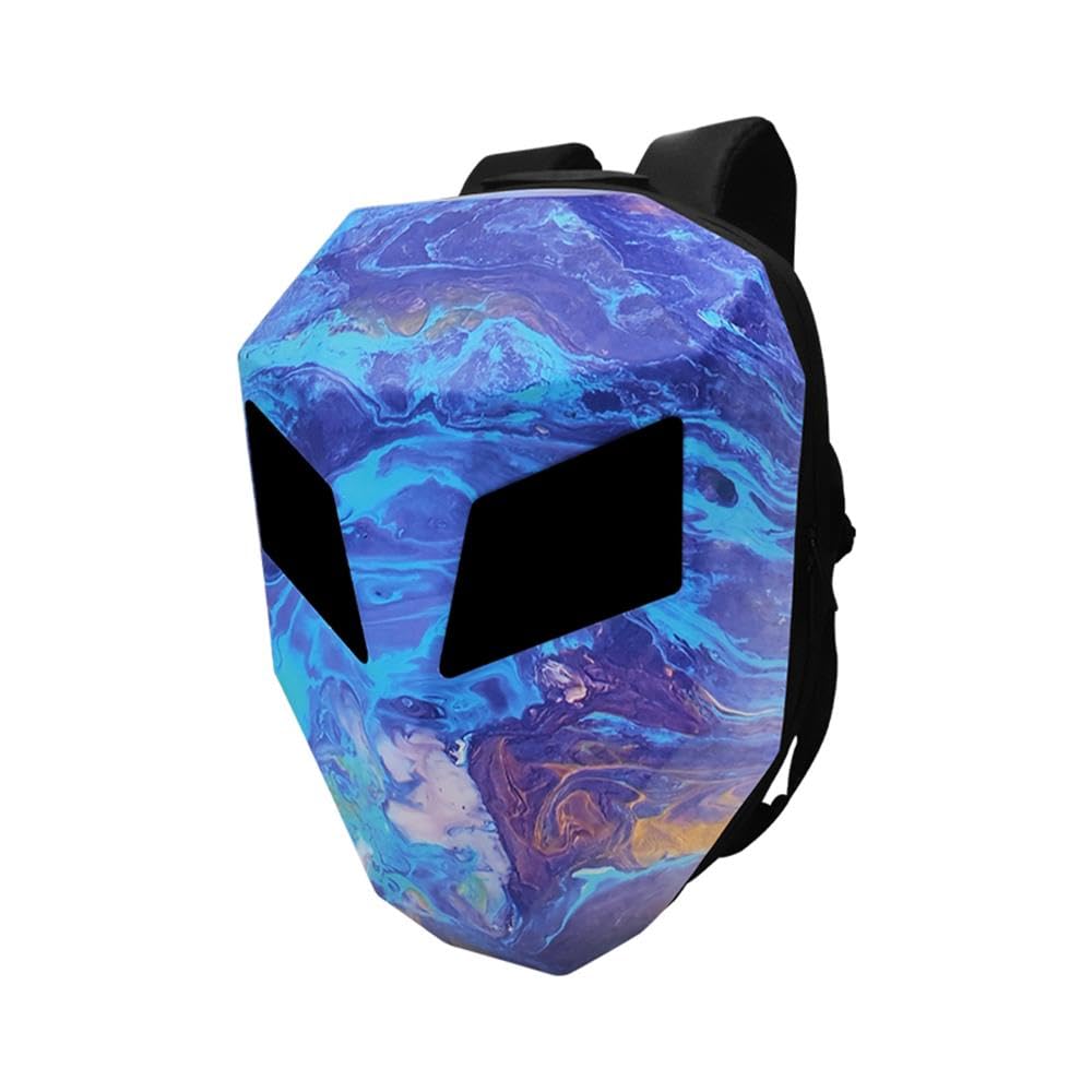 Alomejor Sac à Dos de Moto à Coque Rigide LED Sac à Dos de Moto de Grande capacité avec Compartiment pour Ordinateur Portable pour les Fêtes de Festivals (2)