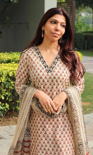 Image of LookMark Women's Viscose Rayon Kurta Set with Dupatta, Traditional Ethnic Wear