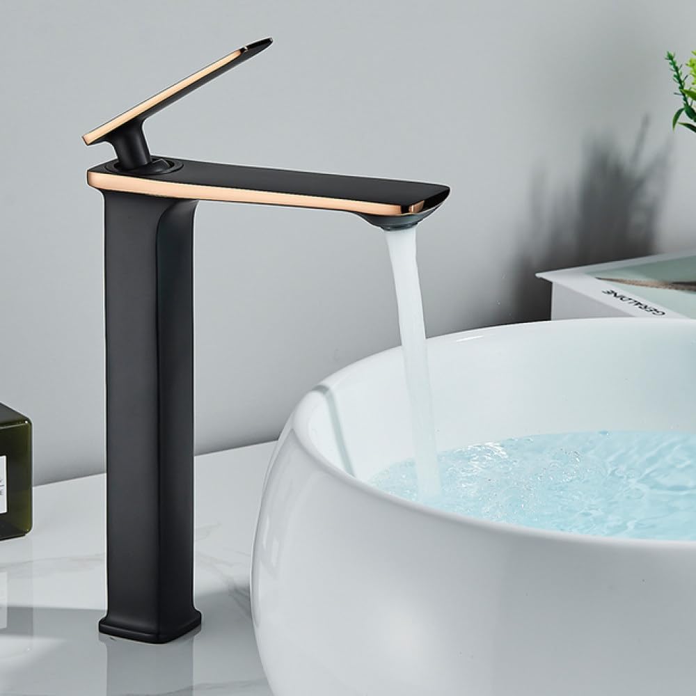 Robinet de lavabo de salle de bains monotrou avec mélangeur d'eau