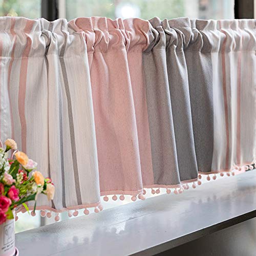 HAPPLiGNLY Media Cortina de Cocina, Cortina de café Hecha a Mano, algodón y Lino/Cortina Corta a Rayas, a Prueba de Polvo/decoración/Cortina de partición, Cortina de café, Puerta de Armario/c