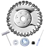 Einfach zu installieren: Kommt mit 1 Satz (5pcs) von Installationswerkzeugen, hilft Ihnen, diese Unkrautbürste Kopf leicht auf Ihrem Rasenmäher zu installieren. Sein überlegenes Rotationsgleichgewicht reduziert die Ermüdung des Bedieners und verbessert die Standzeit. Bitte überprüfen Sie vor dem Gebrauch den festen Sitz der Schrauben mit Werkzeugen.