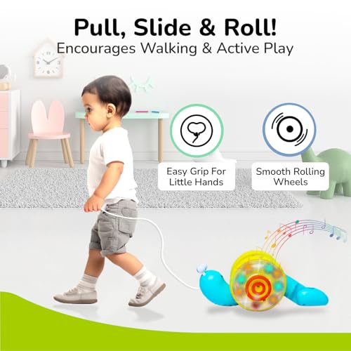 Image of R for Rabbit Orapple Snail Tune Musical Pull-Along Toy for Baby |Lights, Music & Smooth Wheels | Safe Design Injury-Free Edges | Enhances Sensory, Auditory & Motor Skills 12+ Months Kids (Blue Yellow)