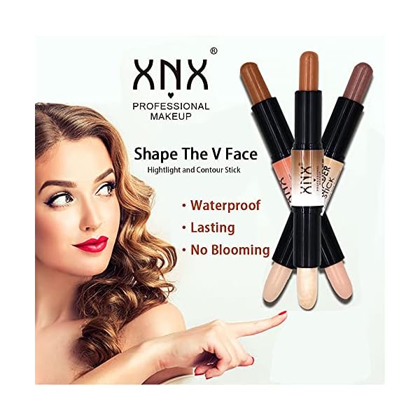 Dual-ended Contour Highlight Stick,Wonder Stick,2 in 1 Concealer,Contour Foundation Stick For Face Body Shaping,Waterpoof Lasting (Medium)