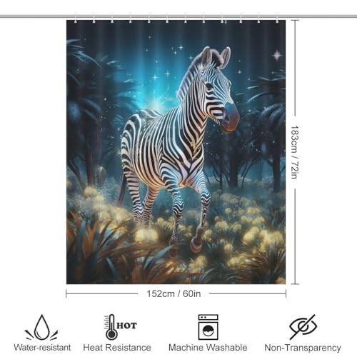 Rideau de bain polyester zèbre imperméable lavable 152x183cm