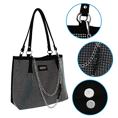Bolso tote con glitter y cristales para mujer miniatura 4