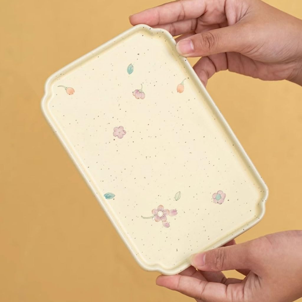 Bandeja para Servir, Creativa Bandeja de té de cerámica Pintada a Mano, Bandeja Sencilla para el hogar, Bandeja para café y refrigerios de Escritorio, bandejas para Comer en el Regazo