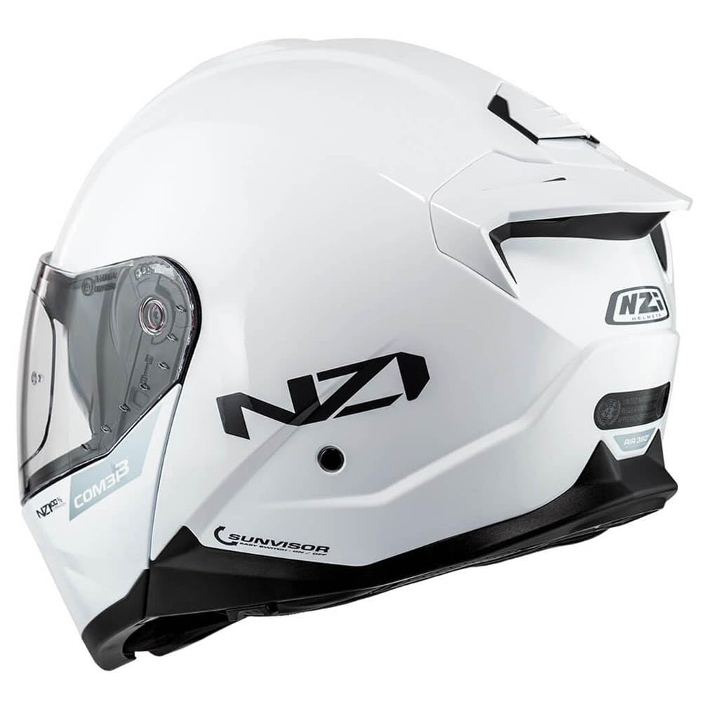NZI Combi 3 Duo Blanco - Casco de Moto Modular Abatible con Visor Solar - Unisex Hombre y Mujer - Homologado P/J ECE 22.06