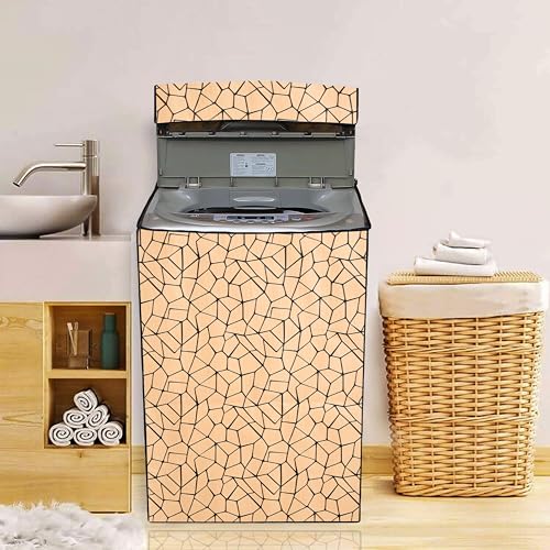 Image of Wings Star LG Top Load Washing Machine Cover for 6 kg, 6.2 Kg, 6.5 Kg, 7 Kg (58 X 58 X 88 cm) | Waterproof & Dust-Proof Top Loading Fully Automatic Washing Machine Cover for LG, (Beige), Polyester