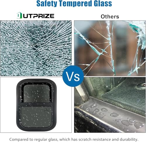 Image of Vertical RV Window, 18 inch W x 18 inch H Tinted Sliding RV Window with Net Screen and Trim Ring, Suitable for 1-1 /8 inch Thick Walls, DOT Approved