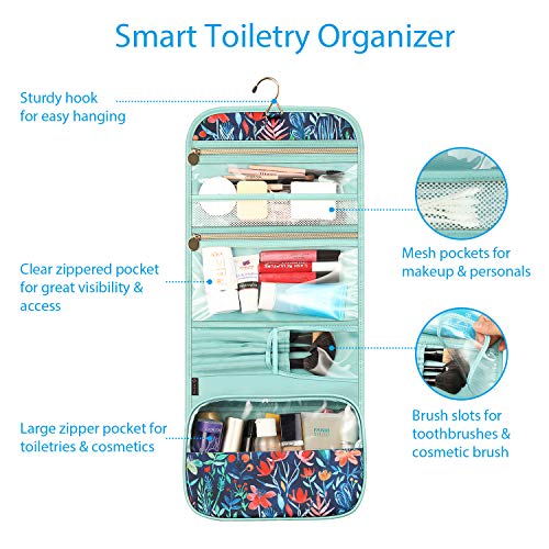 Portable Toiletry Cosmetic Travel Bag, Fintie Large Water Resistant Hanging Makeup Organizer Storage Pouch Case for Women Girls (Jungle Night)