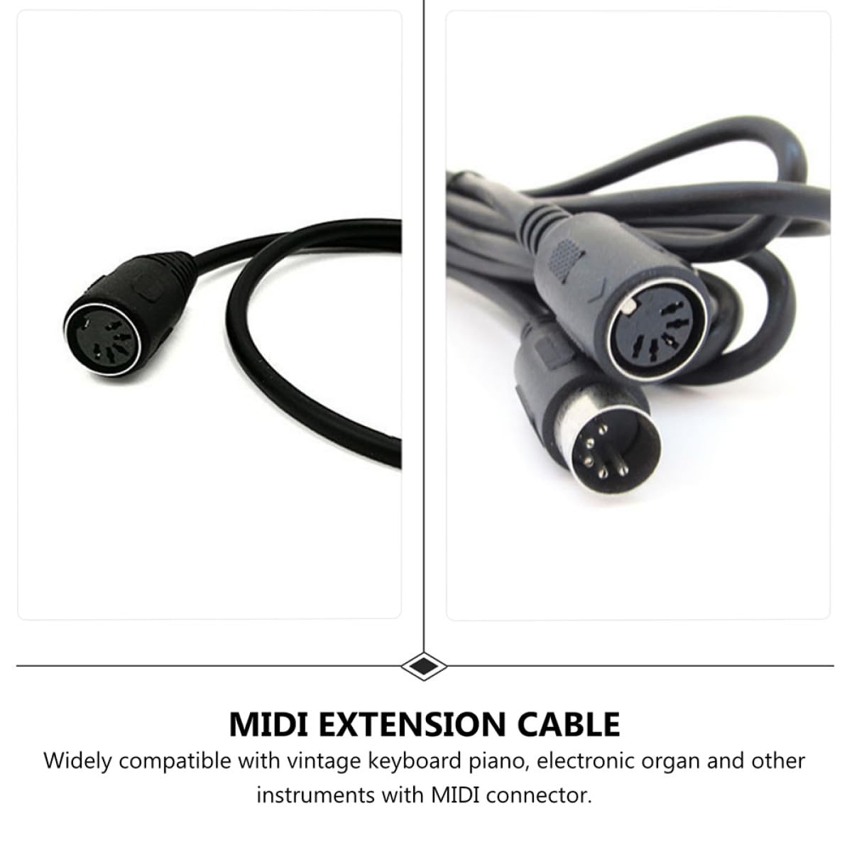 VICASKY 5-pin Din Midi Extension Cable Male to Female, 3 Meter Instrument Audio Midi Cable Accessory for Keyboards Synthesizers Controllers