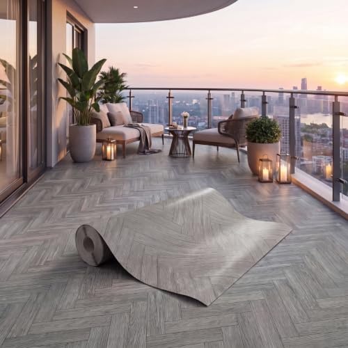 Klyyo Clyro Vinyl Flooring Roll, Gray Wood Grain, 3.28' x...