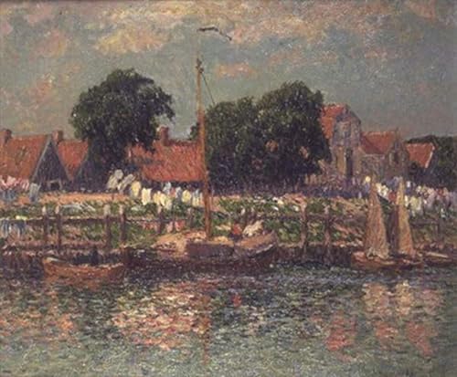 Impression sur toile Au bord d'une rivière en Hollande Henry Moret 60x90cm