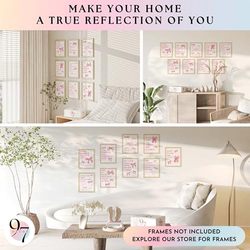 97 Decor Pink Coquette Room Decor For Teen Girls - Light Pink Wall Art For Bedroom, Trendy Bow Pictures For Bathroom Dorm Decorations, Cute Preppy Posters For Room Aesthetic (8x10 Unframed) — view 4