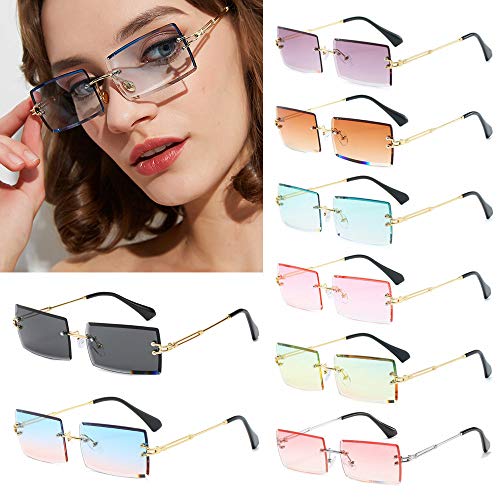 Rimless Sunglasses Small Rectangle Sun Glasses Traveling Style UV400 Shades Eyewear Accessories2