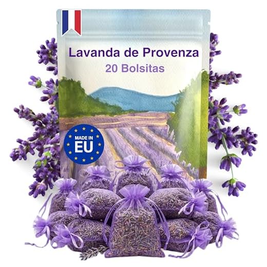 20 bolsitas de Lavanda perfumadas - Origen Provence France - 120G - Bolsa de Olor para Armario, Ropa y Armario. Bolsa de Lavanda Seca Desodorante Aroma Intenso.