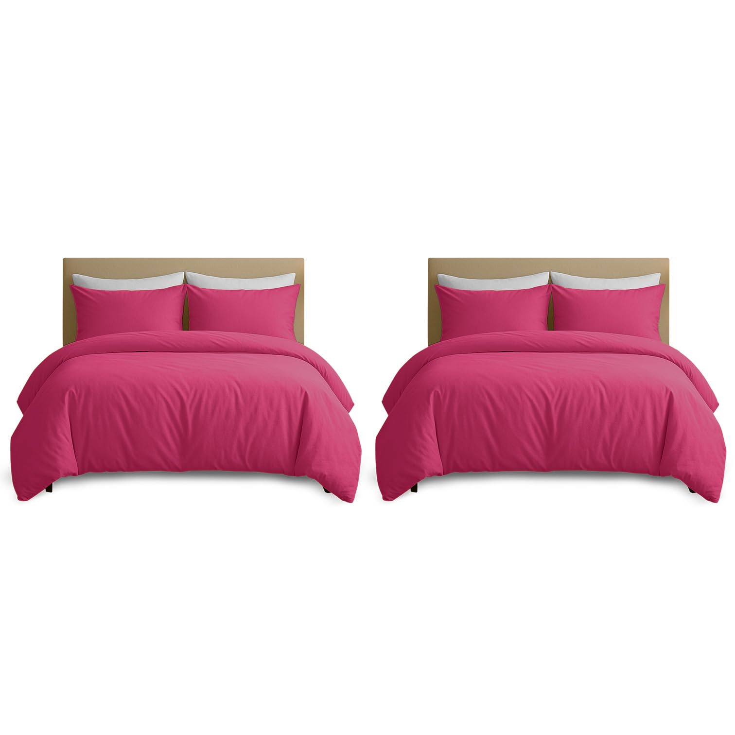 Hafaa Super King Duvet Cover Set Pack of 2 - Pink Bedding Soft Brushed Microfiber 2 Quilt Covers with 4 Pillowcases - 260 x 220 cm