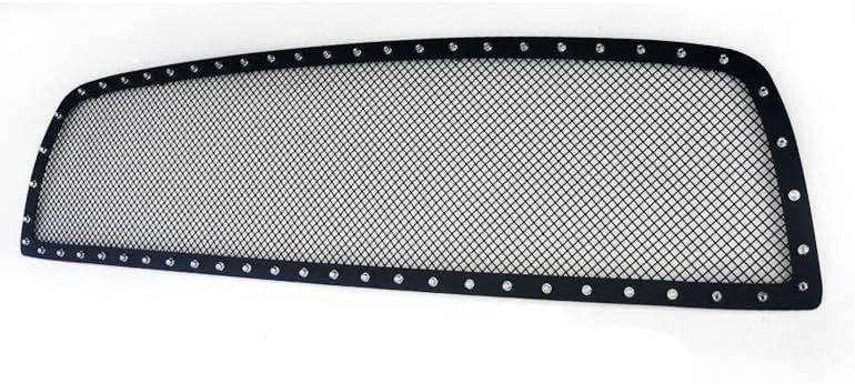 Front Bumper Rivet Stainless Steel Mesh Upper Grille Insert Black Compatible with 2009-2012 Ram 1500