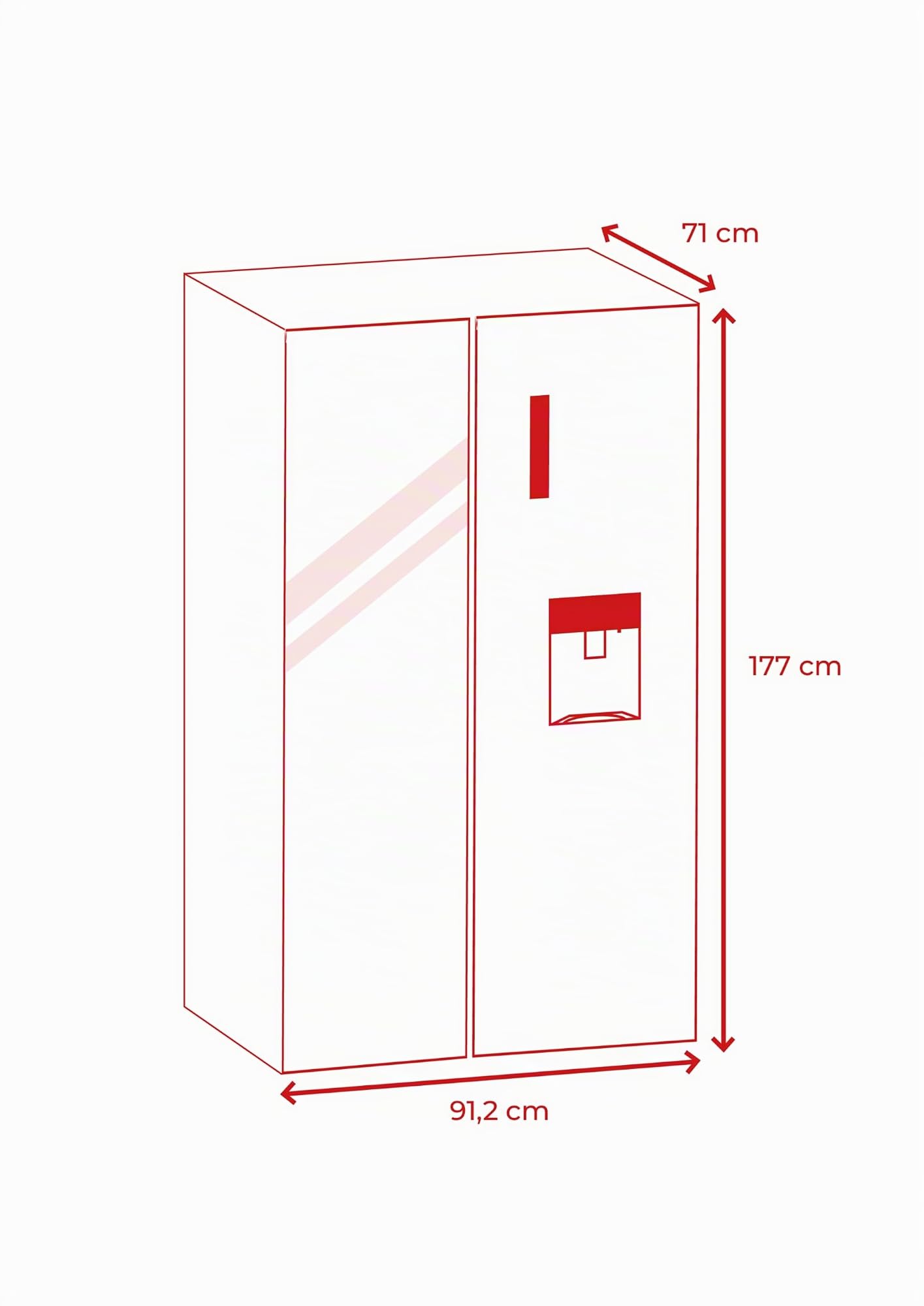 EVVO Frigorífico Americano 2 Puertas, Total No Frost, Compresor Inverter, Capacidad frigorífico 356L y 203L Nevera, Dispensador de Agua, Elegante Display Integrado, Modelo: F90Xe Aqua (Acabado Inox)
