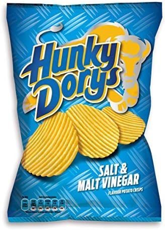 Hunky Dorys Salt and Malt Vinegar Flavour Crinkle Cut Potato Crisps Box, 12 x 135g