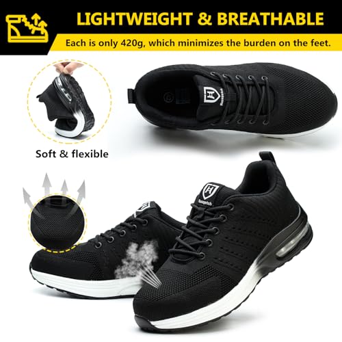 Image of Steel Toe Shoes for Men Women Lightweight Comfortable Work Shoes Indestructible Slip Resistant Safety Shoes for Construction