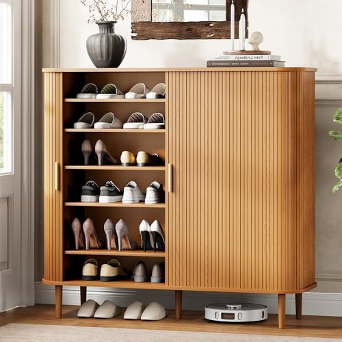 DHH Shoe Storage Cabinet with Sliding Door, 6-Tier Shoe...