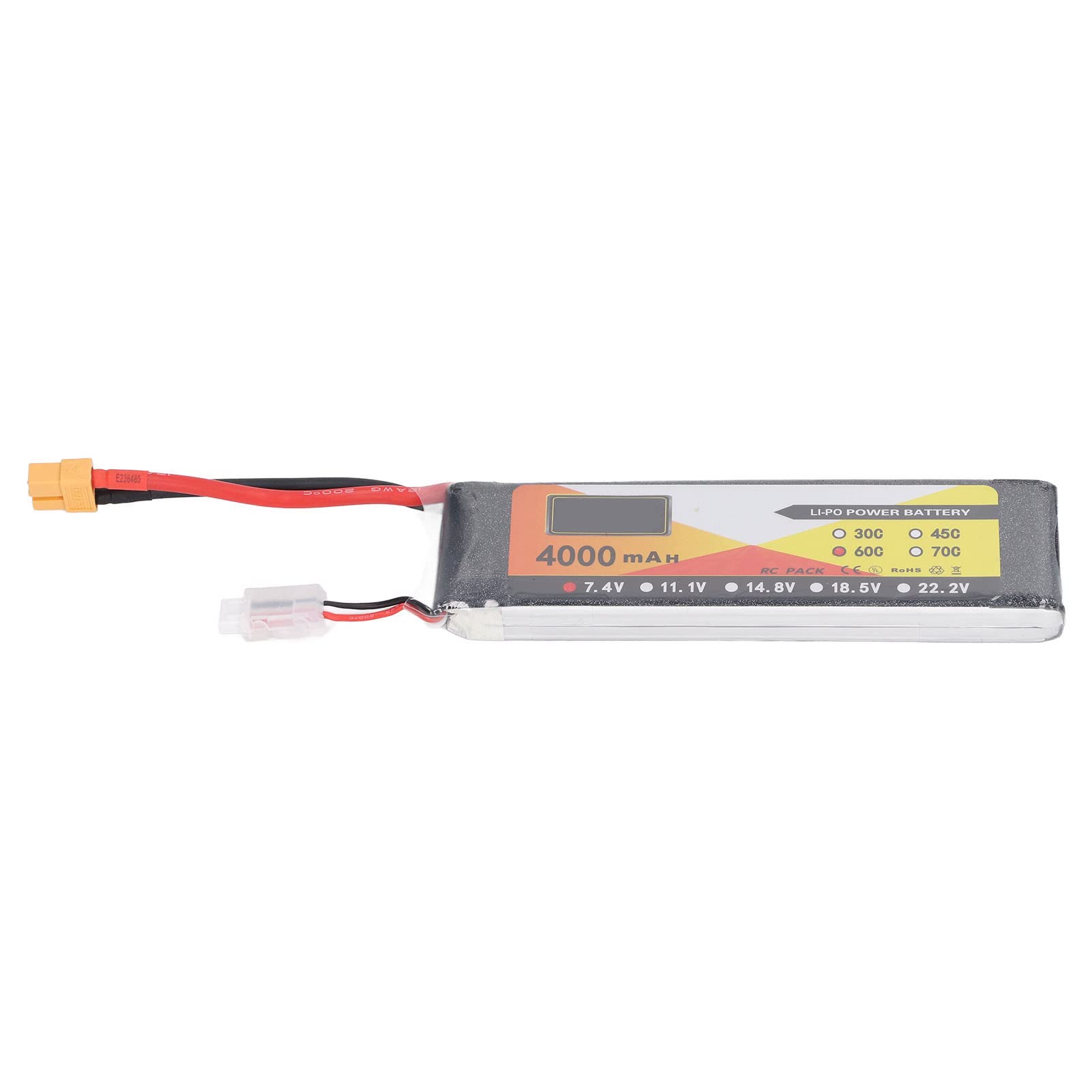 Batería Lipo RC 7.4V 4000mAh 60C para Vehículos de Control Remoto - Conector de Enchufe XT60 2S Power