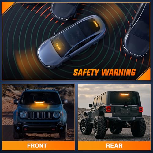 Image of Nilight 12LED Traffic Advisor Strobe Light Bar Amber Hazard Safety | Emergency Warning Dash Front /Rear Windshield Flashing Lights for Cars Trucks Police Firefighter Plow Construction Vehicles