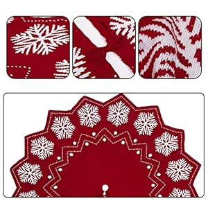 WBHome Christmas Tree Skirt, 52 inch Double-Layer Cable Knitted Thick Rustic Holiday Home Party Decoration, Christmas Snowflake Pattern WBHome Christmas Tree Skirt 52 inch Double Layer Cable Knitted Thick Rustic Holiday Home Party Decoration Christmas Snowflake Pattern