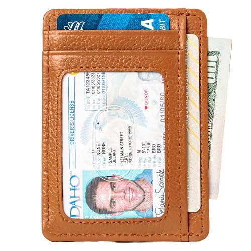 KARAKORAM Vertical Handcrafted Premium Leather Front Pocket Credit Card Holder with RIFD Protection | Artisan Made Slim Leather Wallet | Finger Glide Slots for Cards and ID (Rocky Terrain Brown)3