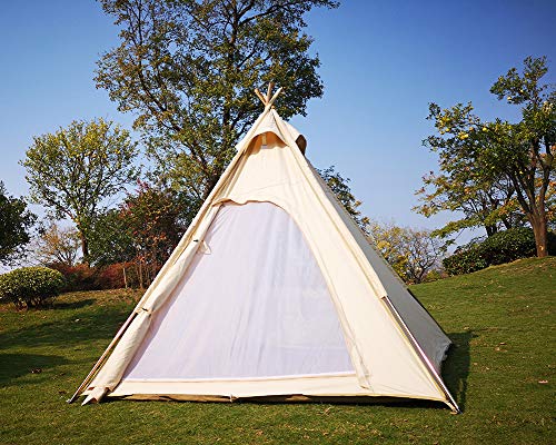 Outdoor 2M Canvas Camping Piramide Tipi Tent Volwassen Indiase Tipi Tenten voor 1-2 personen - Afbeelding 3