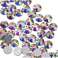 Jollin Crystals AB Glue Fix Flatback Rhinestones Glass Diamantes Gems For Nail Art 3.2mm SS12(1440pcs)