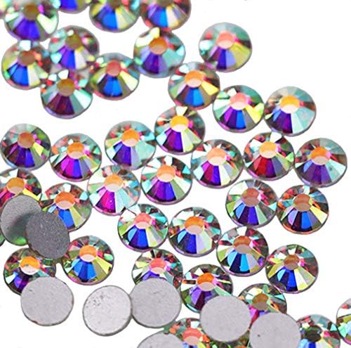Jollin - Rhinestone da incollare con Base piatta, in vetro con taglio a Diamante, Cristallo AB., SS20 1440pcs